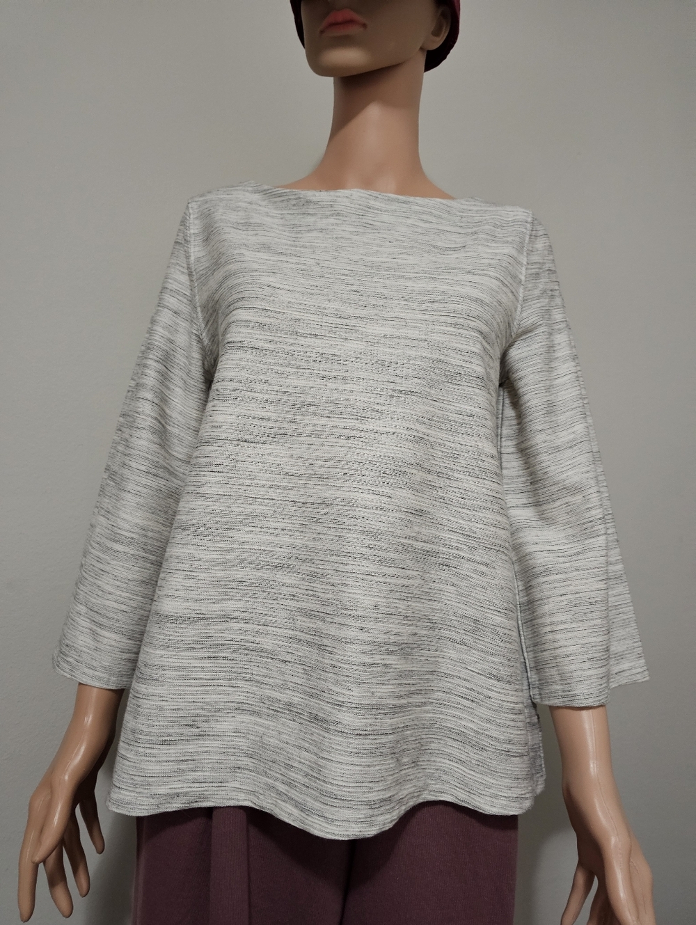 Old Navy Heathered Light Gray Boatneck Long-Sleeve Top